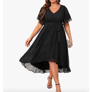 Plus Size Dresses Wedding Guest - Formal Cocktail Chiffon V Neck Size 16W